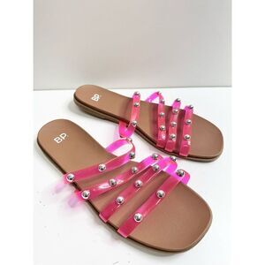 BP Jelly Strap Sandals Womens Size 10 Slip On Open Toe Studded Pink‎ Slides